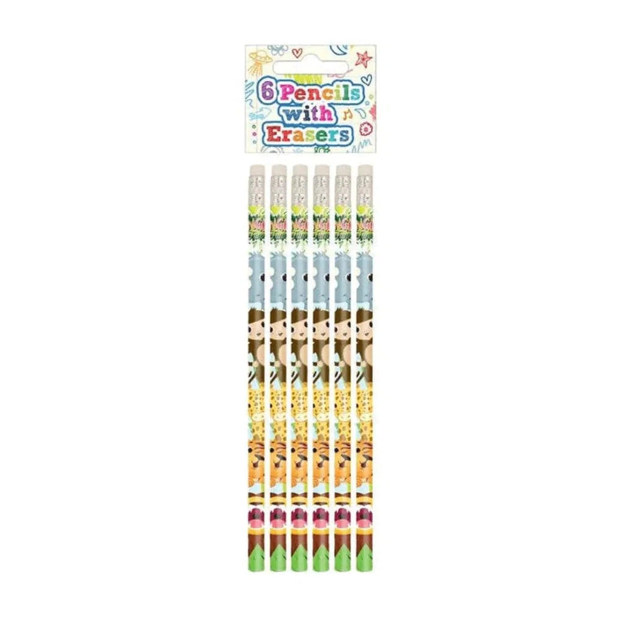 Jungle Pencils with Erasers (6 pieces) - PoundToys